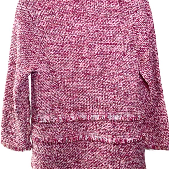 Chico's Pink Tweed Blazer With Fringe - Picture 4 of 12